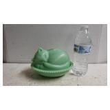 Light Green Nesting "Hen" Dish - Sleeping Cat
