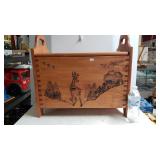 Wooden Hunting Supplies Storage Bench - Deer &