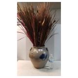 Pottery Jug W/decorative Grasses