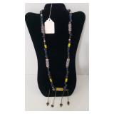 Vintage Unusual Murano Glass Necklace W/brass