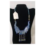 Vintage Carved Elephant Necklace W/silver