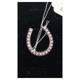 Pink Rhinestone Horseshoe Brooch