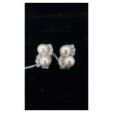 Antique Pearl & Diamond Rhinestone Clip On