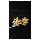 Vintage Clip On Flower Earrings - Marked Monet
