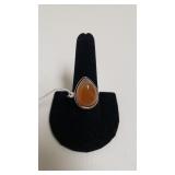 Orange Agate Gemstone Ladies Ring - Marked 925 -