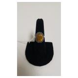 Tiger Eye Ladies Gemstone Ring - Marked 925 -