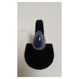 Large Sodalite Gemstone Ladies Ring - Marked 925