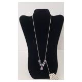 Natural Amethyst Art Murano Glass Beads Necklace