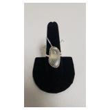 White Opal Agate Ladies Gemstone Ring - Marked