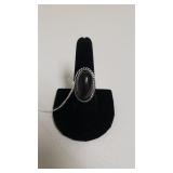 Black Onyx Gemstone Ladies Ring - Marked 925 -