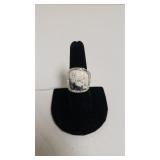 White Turquoise Ladies Southwestern Ring - Marked