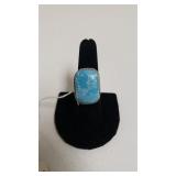 Large Larimar Gemstone Ladies Ring - Marked 925 -