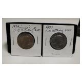 (2) Susan B. Anthony Dollar Coins - 1979 & 1980