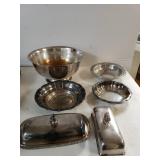 Silver Like Bowls & Butter Dish