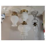 Glass Kerosene Lamp, White Beveled  Electric