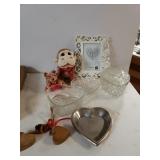 Heart Shaped Candy Dishes,  White flower Framed &