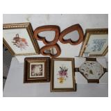 Assorted Golden Flower Frames & Wood Heart