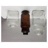 Square Glass Jars & Brown Apothecary Jar
