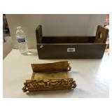 Wooden Trinket Box And Gold Tone Book Holder