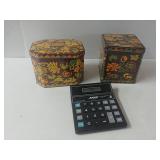 Calculator, Two Tins And Supplies