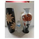 (2) Floral Decorated Vases