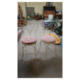 (2) Metal Heart Shaped Chair With Upholstered