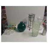 Assorted Glass Vases And Flower Arranger