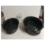 (2) Speckled Enamel Pots