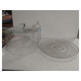 Glass Beveled Cake Plate And Display Lid