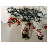 Snowman Door Hanger, String Of White Lights,