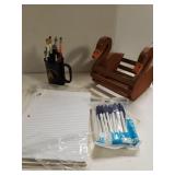 Assorted Pens,  Notebook Paper Wooden Swan Letter