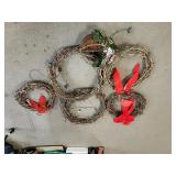 Assorted Branch Light Up Wreaths (5) & Basket