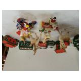 Needlepoint Train, Deer Figures,  Wooden Xmas