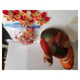 Handmade Needlepoint Decorative Turkey & Stuffed