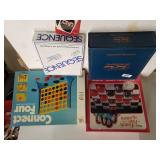 Trivial Pursuit, Connect Four, Checkers, Sequence