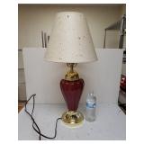 Red And Gold Tone Lamp With Shade