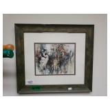 Framed Heron Painting Picture