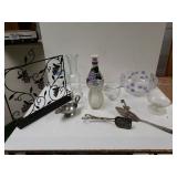 Assorted Decorative Glassware, Metal Grape Shelf,