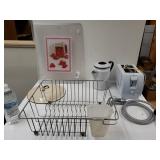 Toaster, Sink Hose, Dish Drying Rack, Cutting