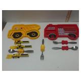 Dumptruck And Firetruck Plate And Utencils