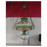 Green Floral Design Hurricane Lamp