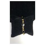 Gold & Onyx Bracelet - Marked - 7.25"