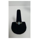Ladies Sterling Silver Ring W/ Light Blue Stone -