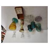 Assorted Glass tops,  Travel Clock Candle Holders