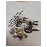 (3) Marked 925 Sterling Pendants Horse, Fish,