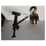 Vintage Car Jack & Iron & Wood Barn Pulley