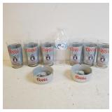 Six Coors Light Glasses And Two Ashtrays