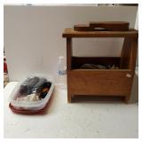 Vintage Shoe Polish Wooden Box With Accessories