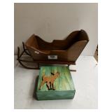 Decorative Wooden Sleigh & Deer Block Created By