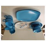 Blue Plastic Plates, Bowls & Cups